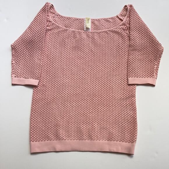 NWOT Nikibiki Soft Pink Seamless Boatneck Mesh Top - Picture 2 of 6